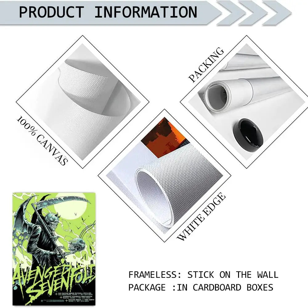 Avenged Sevenfold Canvas Wall Art – Frameless Music Poster Canvas Wall Art Axl