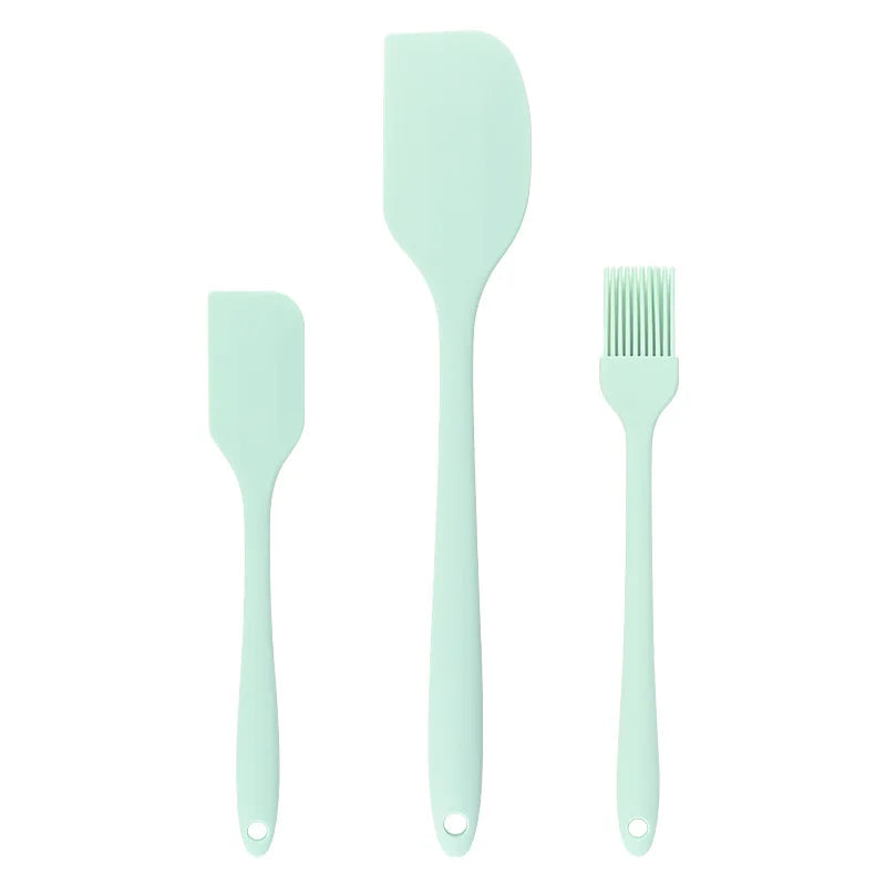 3-Piece Silicone Spatula, Oil Brush & Cake Scraper Baking Set Silicone Baking Set Axl 3Set-Fresh Green