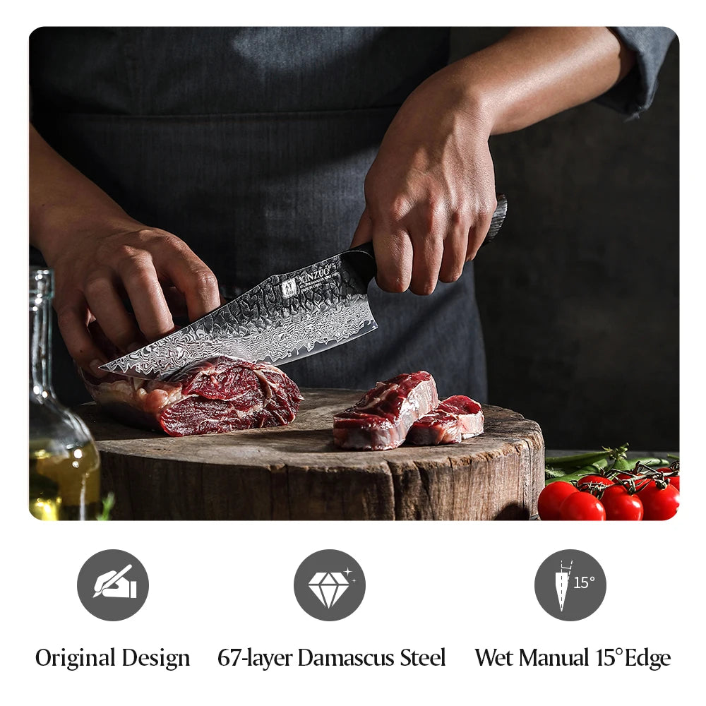 XINZUO 8-Piece Damascus Steel Kitchen Knife Set | 67 Layers Kitchen Knife Set Axl