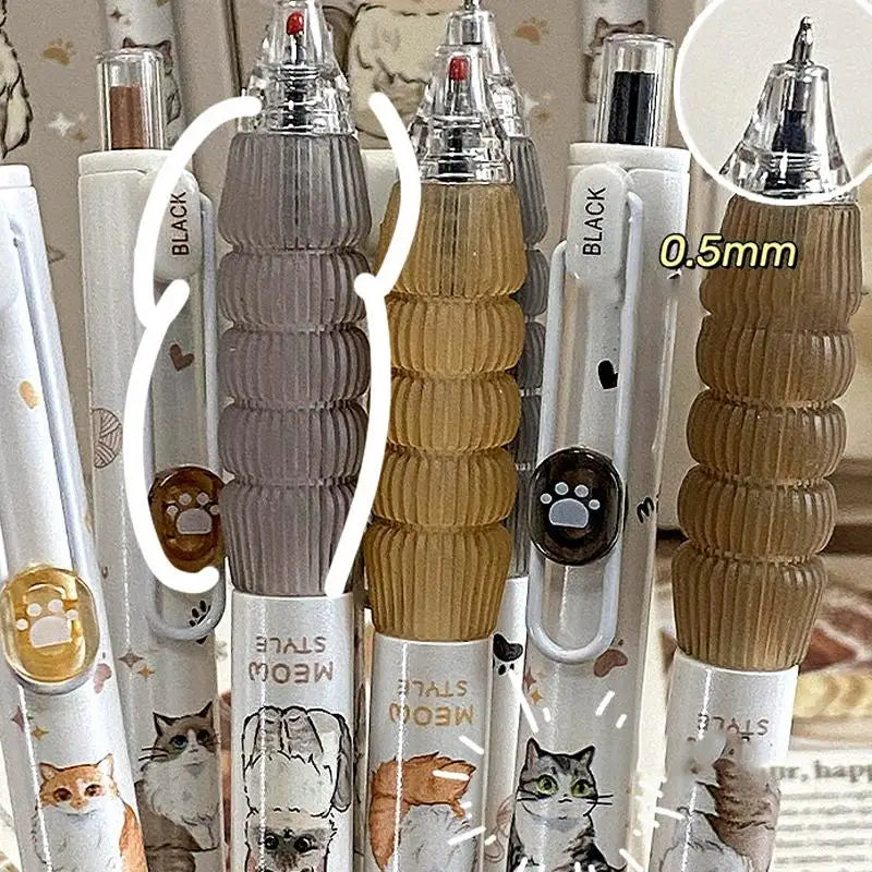 4-Pack Kawaii Cat Gel Pens – Retractable Black Ink Writing Pens Kawaii Gel Pen Set Axl