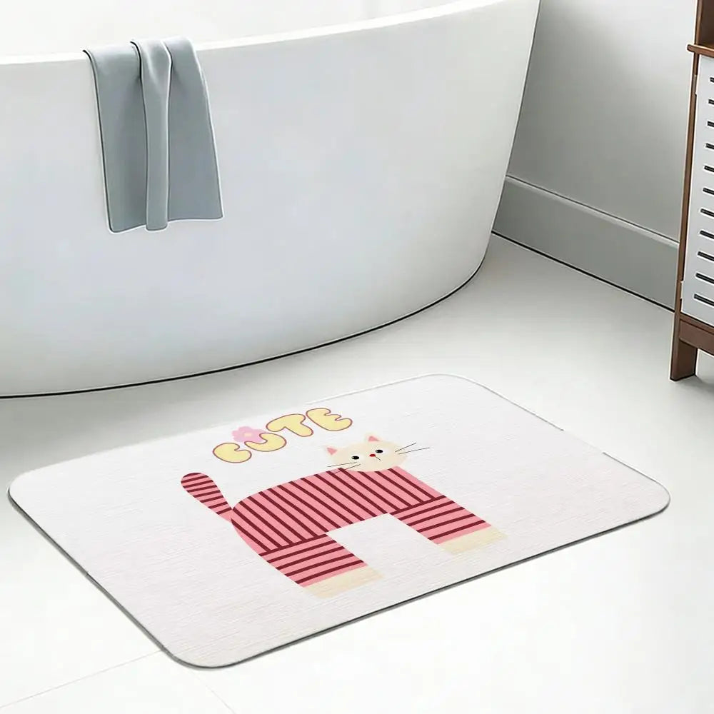 Diatomite Bath Mat – Quick Dry Non-Slip Cat & Stripe Designs Diatomite Bath Mat Axl