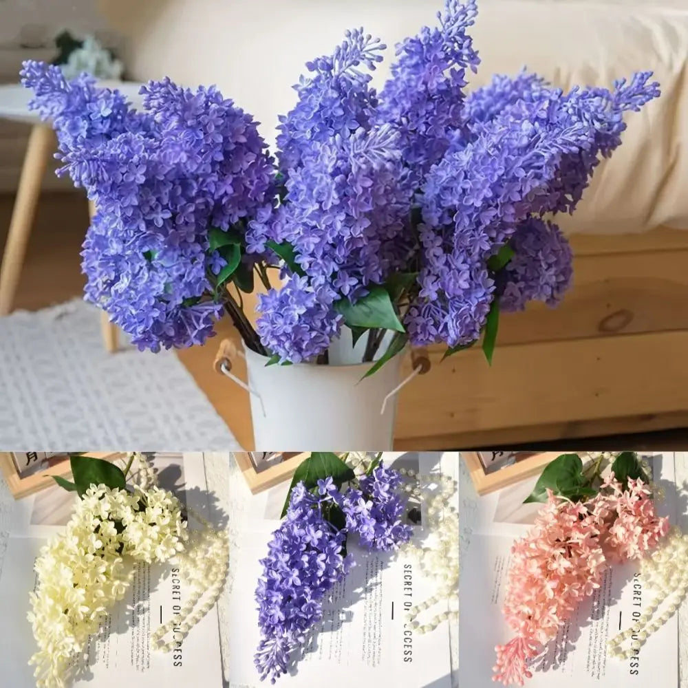 75cm Artificial Silicone Lilac Flower Bouquet – Pink & Purple Artificial Flower Bouquet Axl