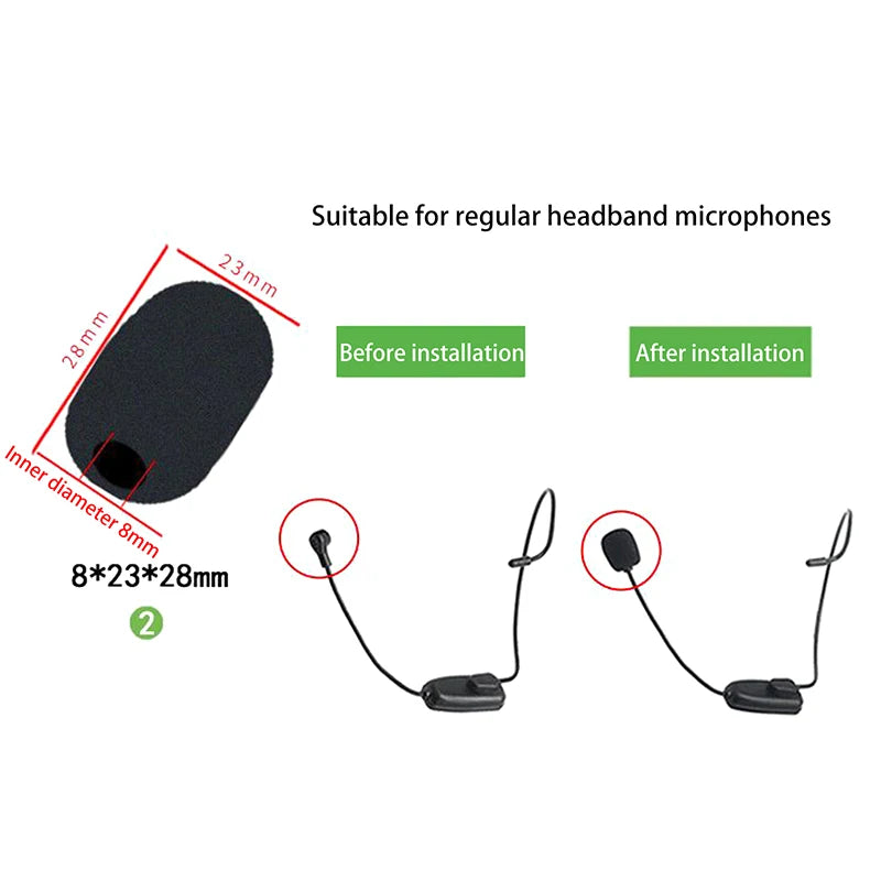 10-Pack Motorcycle Helmet Bluetooth Headset Mic Sponge Cover Mic Windscreen Cover Axl