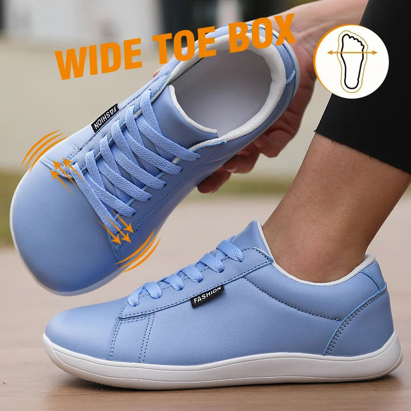 Women's Wide Barefoot Minimalist Sneakers – Lace-Up Flat Shoes Barefoot Sneakers Axl