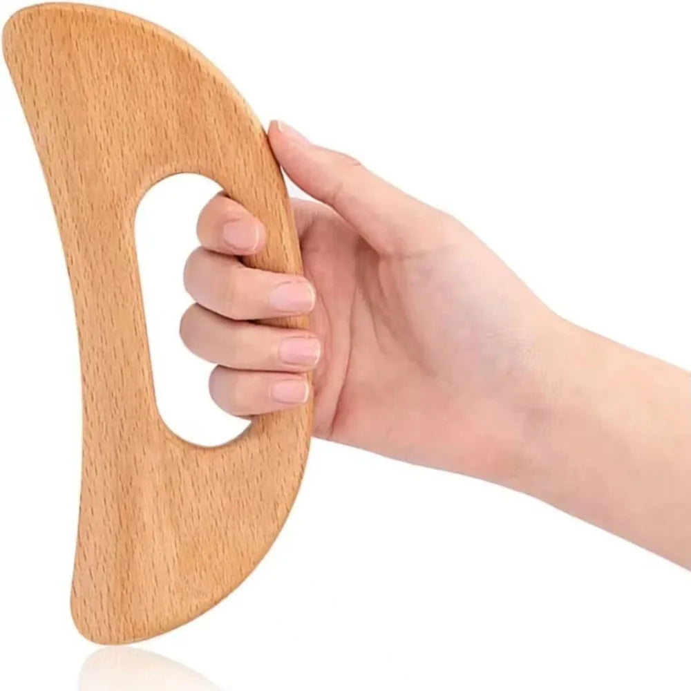 Moon Shape Wooden Gua Sha Board – Beechwood Body Massager Gua Sha Massager Axl