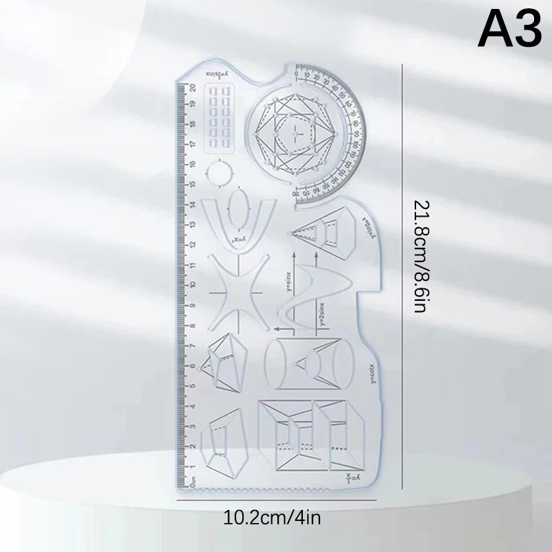360° Multifunctional Geometric Drawing Ruler – Student Math Tool Geometric Drawing Ruler Axl A3
