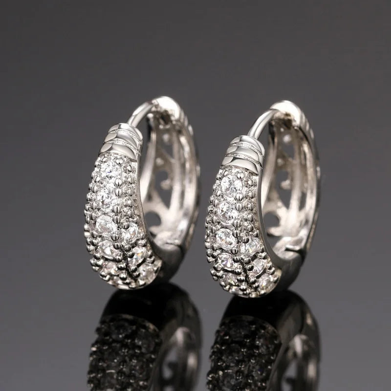 Huitan CZ Paved Geometric Hoop Earrings – Women's Fashion Hoop Earrings Axl
