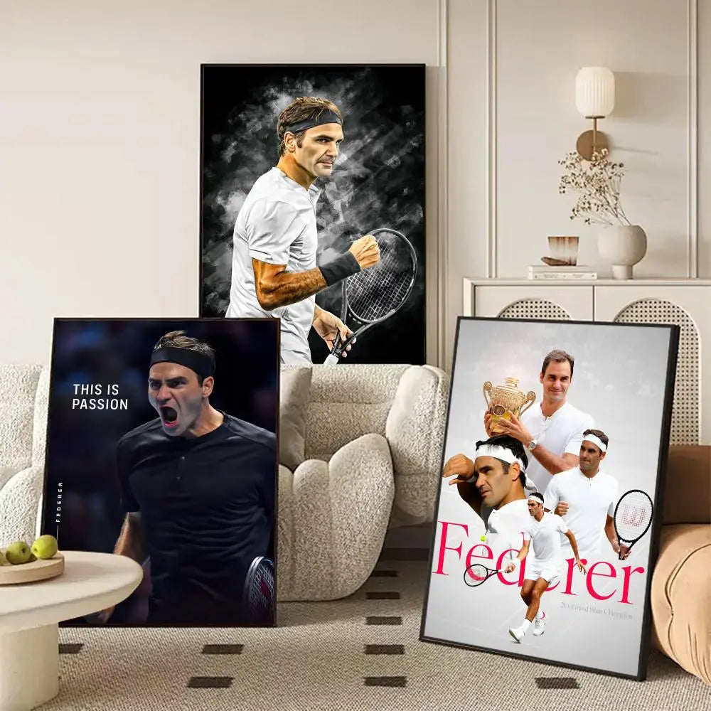 Roger Federer Canvas Poster – Tennis Wall Art Unframed Print Canvas Wall Art Axl
