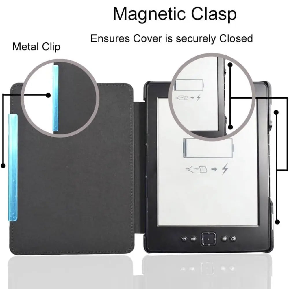 PU Leather Folio Case for Kindle 4th/5th Gen – Magnetic Cover E-Reader Folio Case Axl
