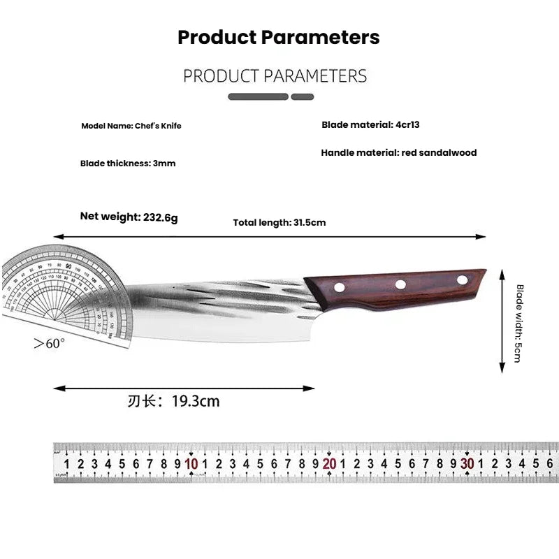 7.5" Hand-Forged Santoku Knife – High-Carbon Steel Chef Knife Santoku Chef Knife Axl