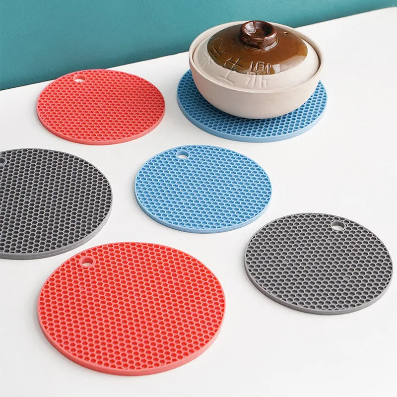 Round Silicone Honeycomb Coaster & Heat-Proof Table Mat Silicone Table Coaster Axl Nordic Purple-C0QTA M Round