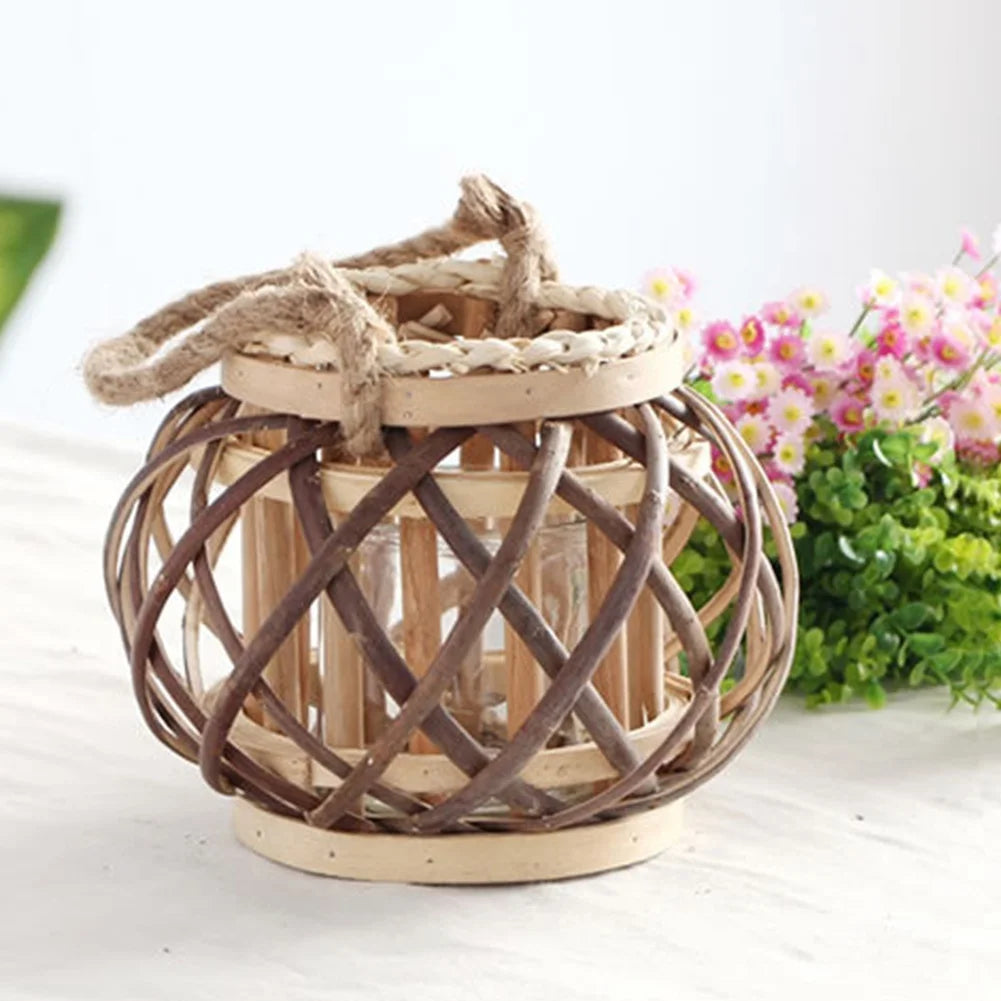 Vintage Wicker Lantern Tealight Candle Holder | Boho Home Decor Candle Lantern Holder Axl