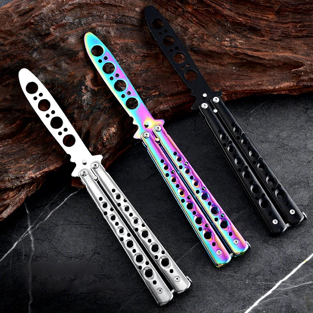 Butterfly Knife Trainer – Folding Stainless Steel Practice Tool Knife Trainer Tool Axl