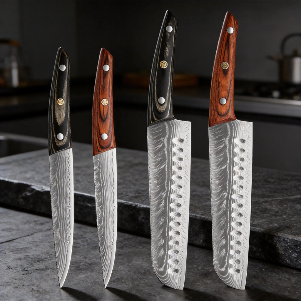 Damascus Steel Chef's Knife – 18cm Blade & Wood Handle Damascus Kitchen Knife Axl