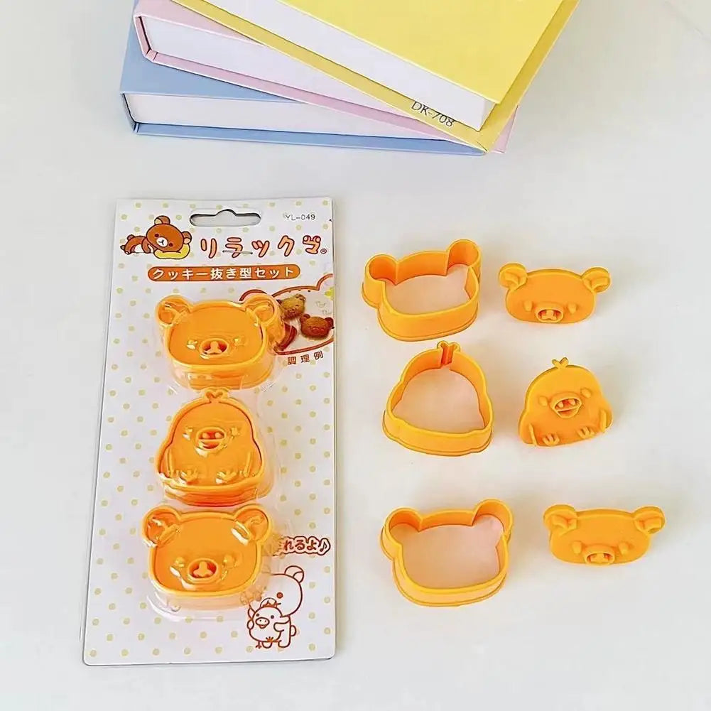 3-Piece Bear & Chick Cookie Cutter Sandwich Mold Baking Set Cookie Cutter Set Axl
