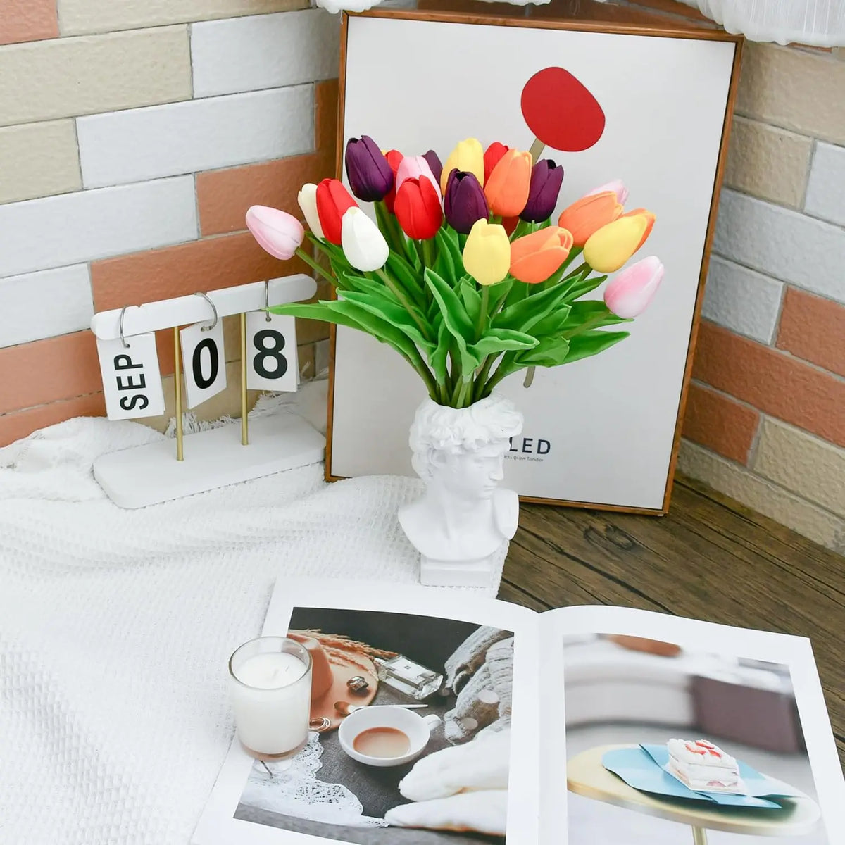 Artificial Tulip Flowers – Latex Bouquet for Wedding & Home Decor Artificial Flower Bouquet Axl