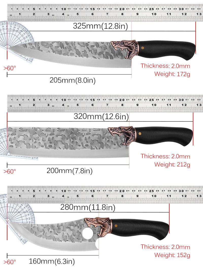 WXCOO Hand Forged Stainless Steel Chef & Butcher Knife Kitchen Chef Knife Axl