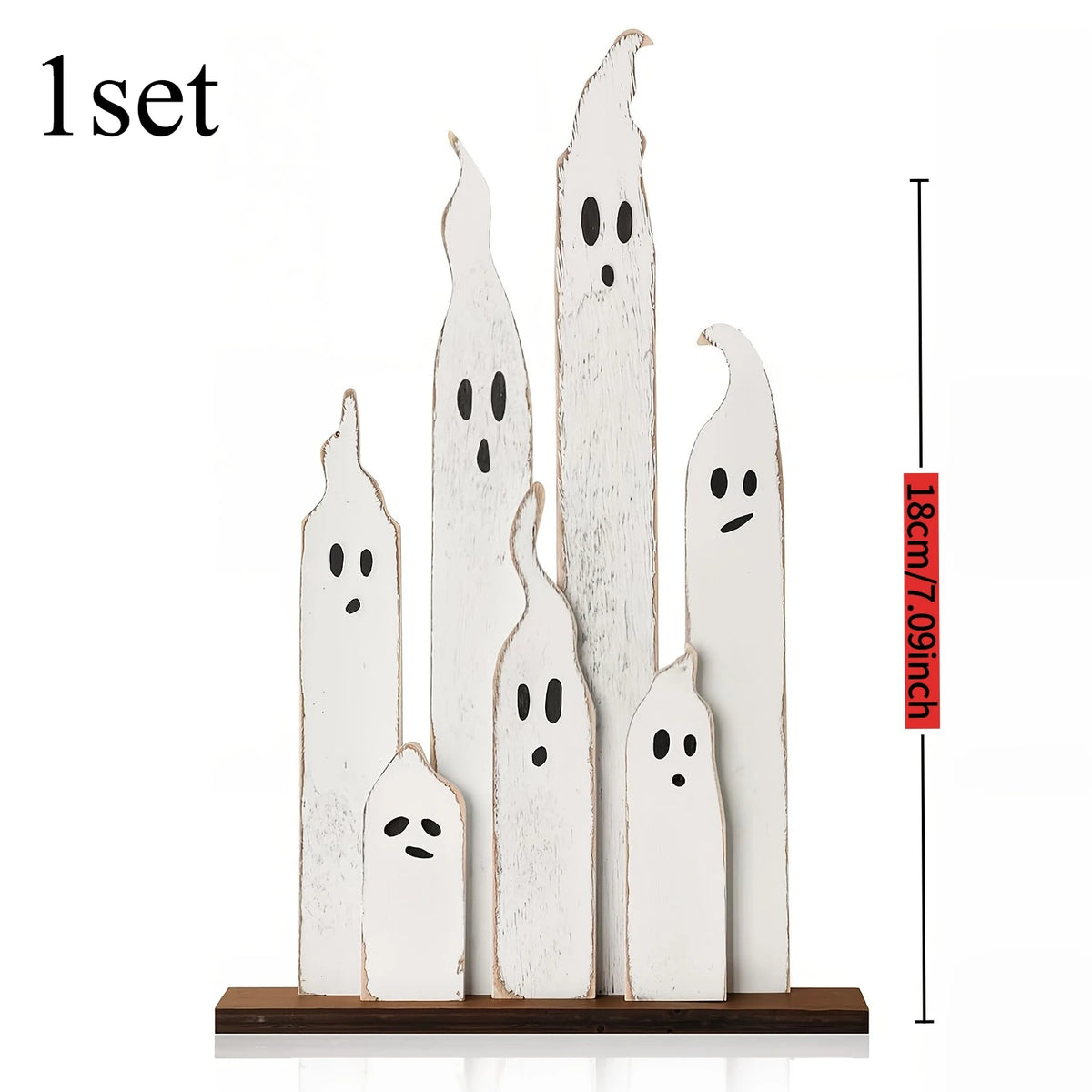 Farmhouse Ghost Wood Sign | Halloween Tabletop Decor Plaque Decorative Wood Plaque Axl White-1 set