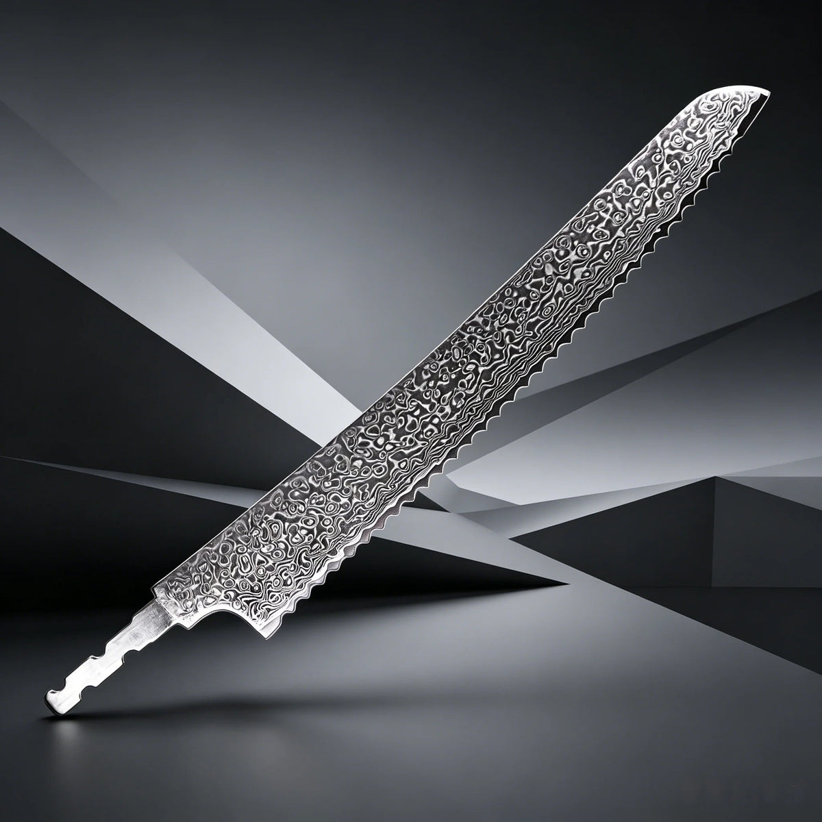 Damascus Steel Bread Knife Blank Blade – DIY Hand Forged Knife Blank Blade Axl