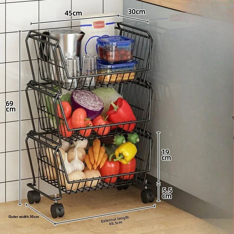 Nordic Metal Kitchen Storage Rack – 3/4/5 Tier Organizer Kitchen Storage Rack Axl 3 Levels