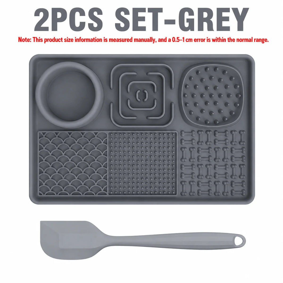 6-in-1 Dog Lick Mat with Suction Cups, Slow Feeder & Water Bowl Dog Lick Mat Axl 2Pcs Set-Grey