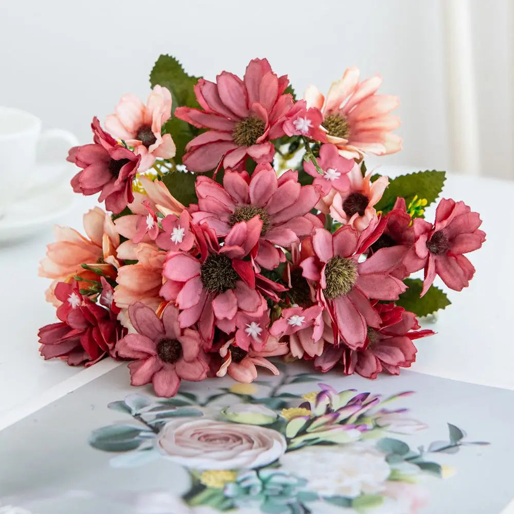 Silk Artificial Daisy Flowers – Wedding & Home Decor Bouquet Artificial Flower Bouquet Axl colour4 2pcs