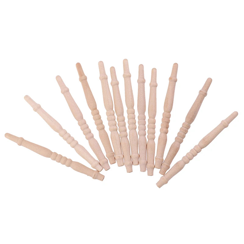 12-Pack 1:12 Miniature Wood Stair Railing – Dollhouse DIY Kit Dollhouse Miniature Kit Axl