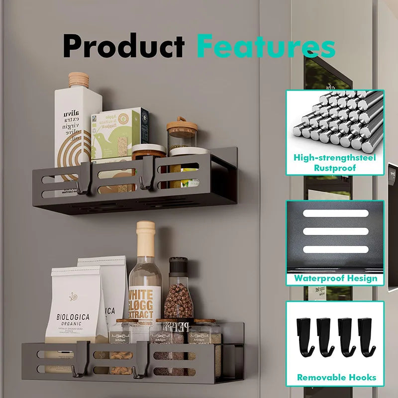 Magnetic Side Shelf for Fridge & Microwave – No Drill Storage Magnetic Storage Shelf Axl