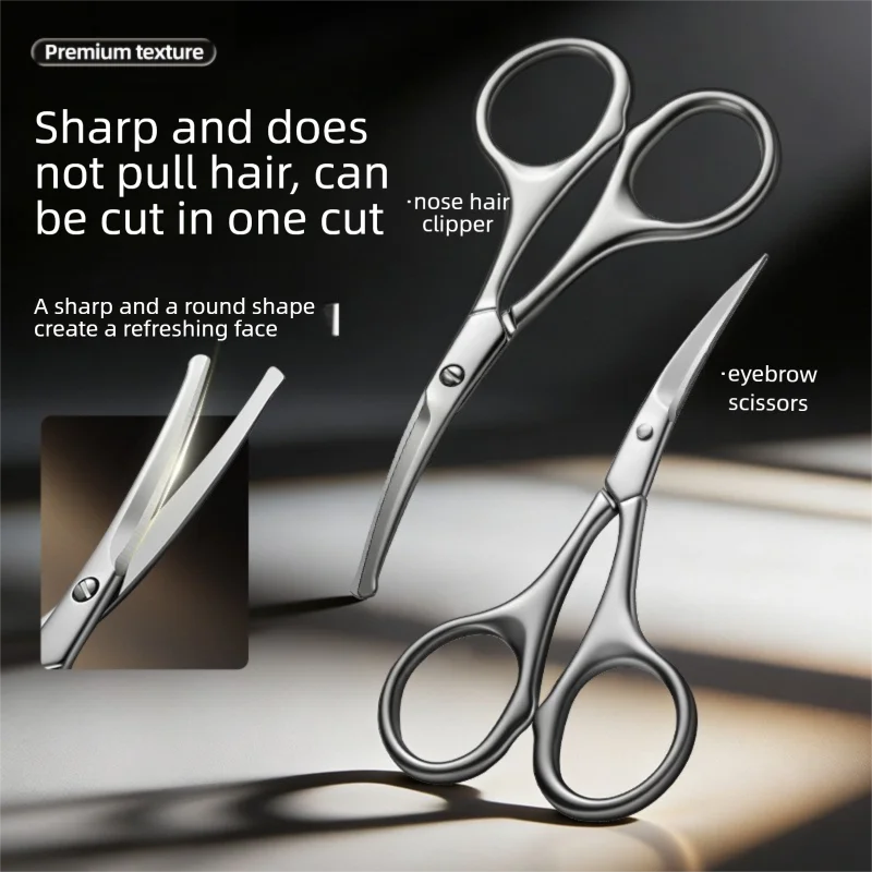 Men's Curved Nose Hair Scissors – Round Tip Stainless Steel Grooming Scissors Axl