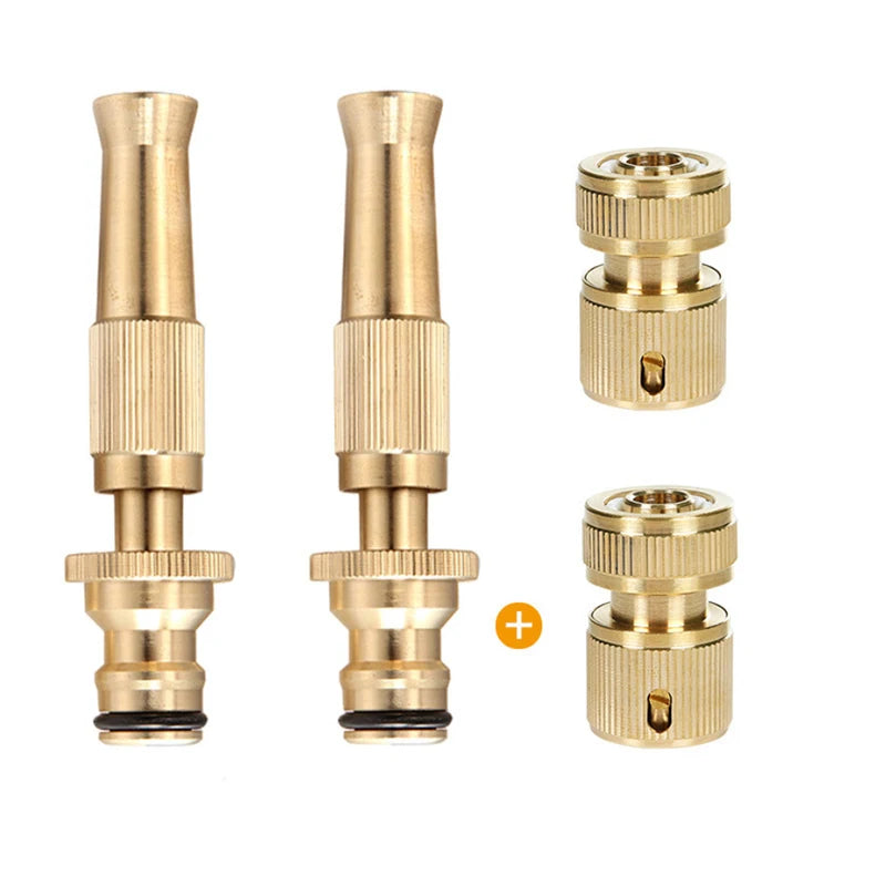 Brass High Pressure Garden Hose Spray Nozzle & Quick Connect Garden Spray Nozzle Axl 2pc Nozzle-Connector