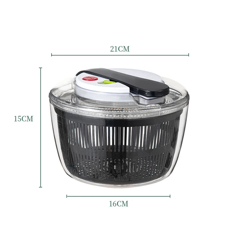 KEMORELA 3L Salad Spinner – One-Hand Press Washer & Drainer Salad Spinner Axl Black