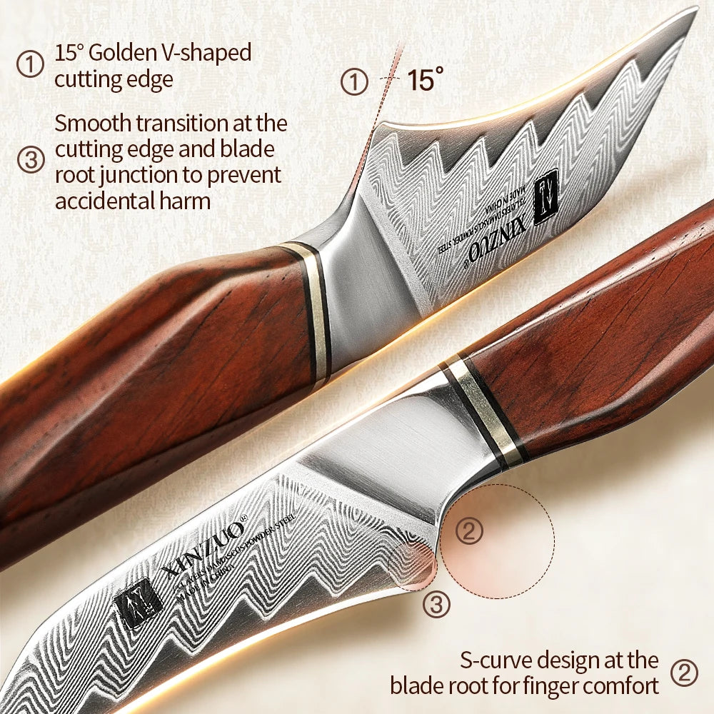 XINZUO 73-Layer Damascus Paring Knife – Rosewood Handle Damascus Paring Knife Axl
