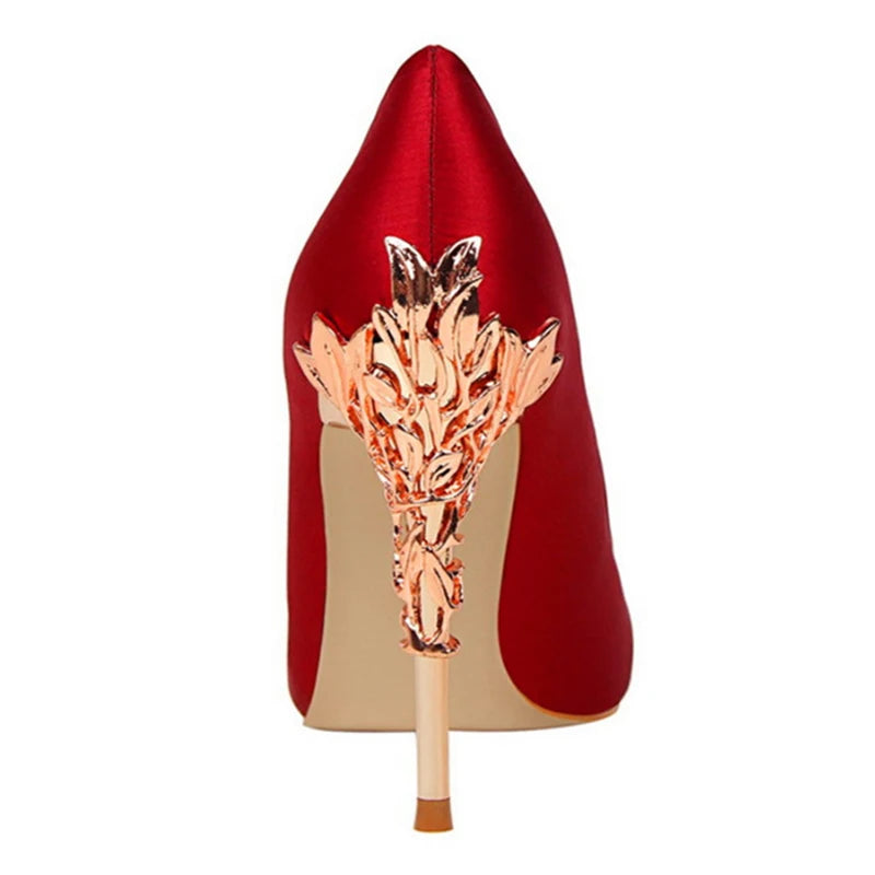 Women's Pointed Toe High Heel Pumps | 10cm Silk Wedding Shoes Women's High Heel Pumps Axl