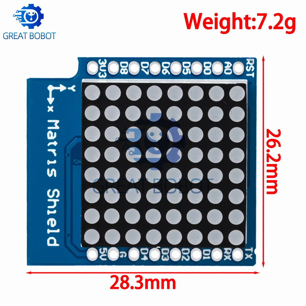 Matrix LED Shield V1.0 for WEMOS D1 Mini – 8×8 Dot Matrix LED Matrix Shield Axl