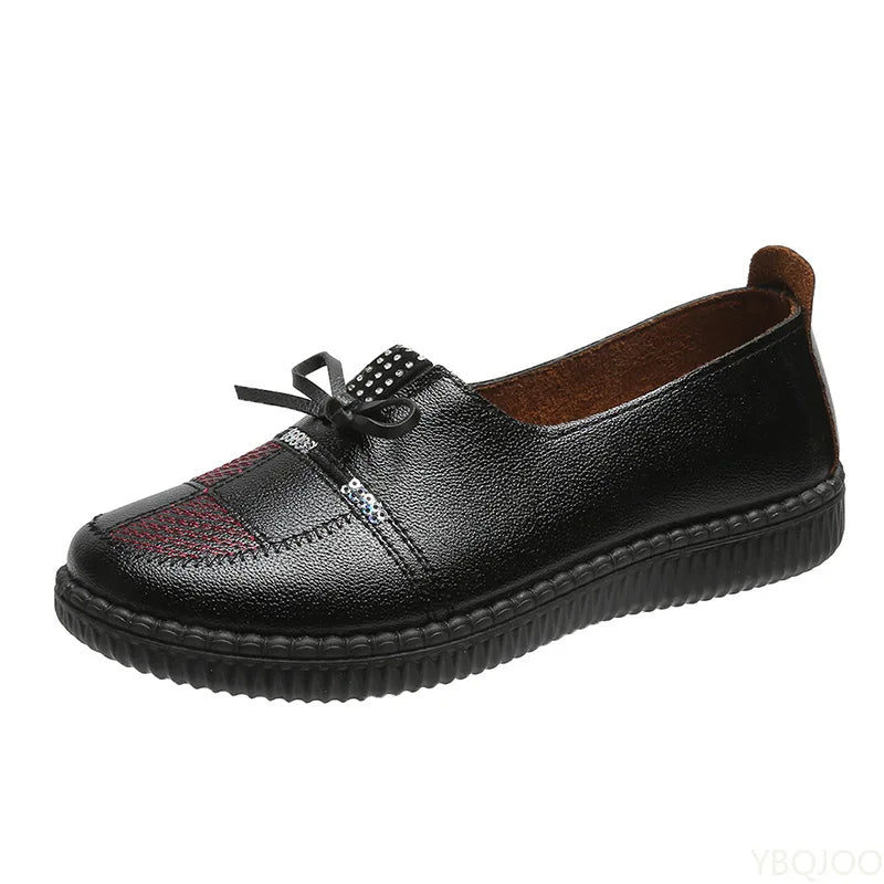 Women's Soft Sole Leather Loafers – Anti-Slip Casual Flat Shoes Women's Flat Loafers Axl