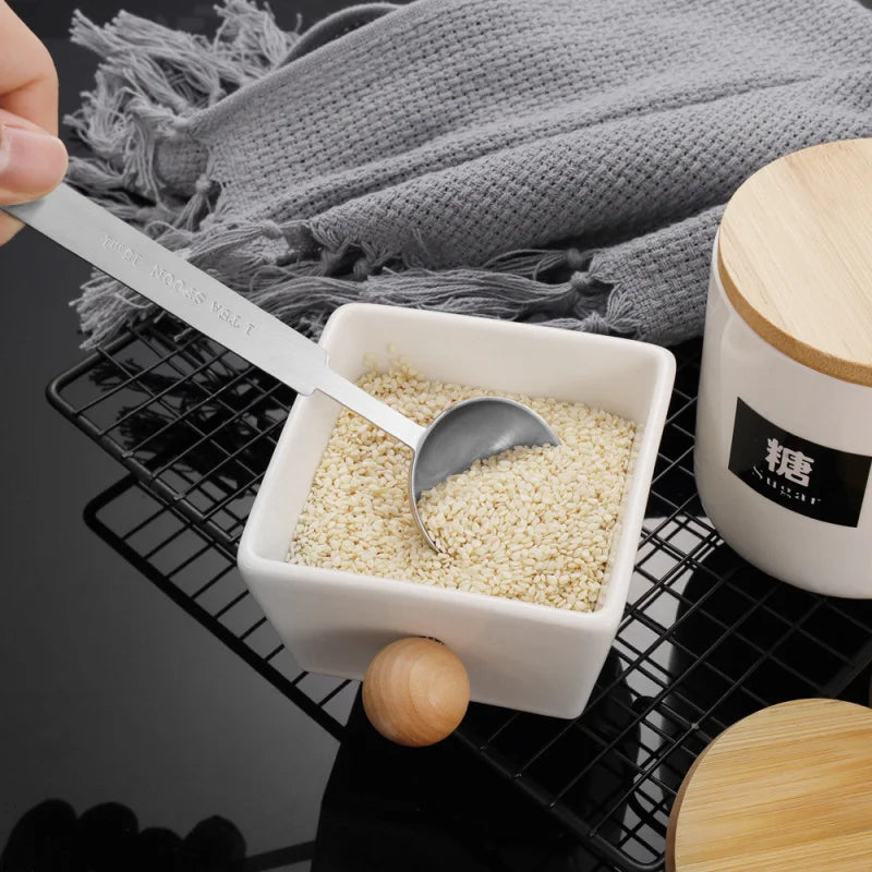 7-Piece Stainless Steel Measuring Spoons Set – Long Handle Measuring Spoons Set Axl