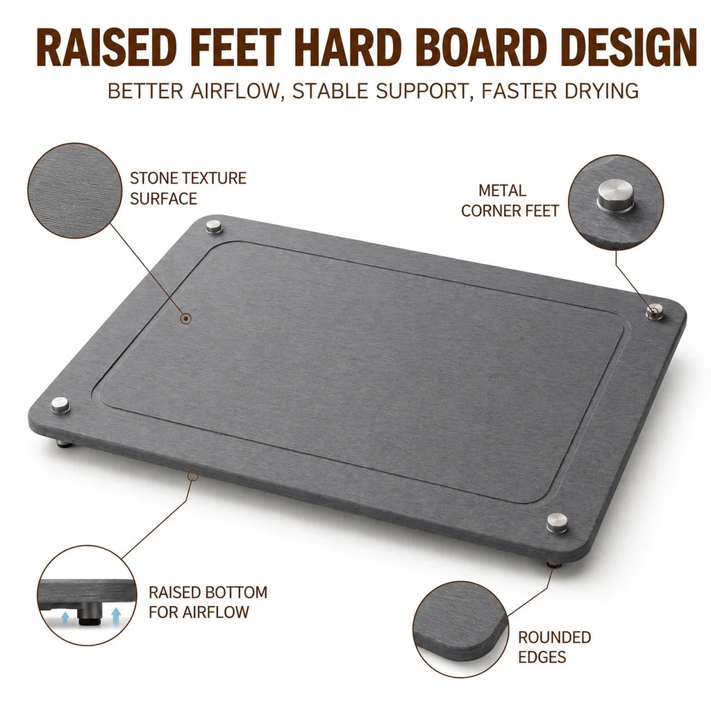 Elevated Diatomite Dish Drying Mat – Fast-Absorbing Stone Pad Dish Drying Mat Axl