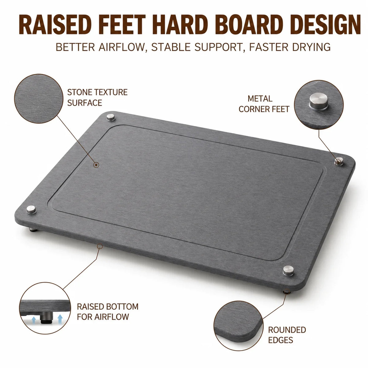 Elevated Diatomite Dish Drying Mat – Fast-Absorbing Stone Pad Dish Drying Mat Axl