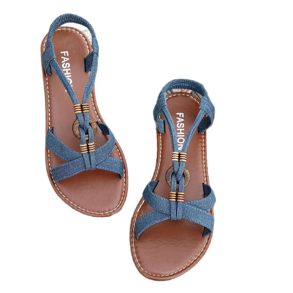 Women's Bohemian Roman Flat Sandals – Soft Sole Slip-On Women's Flat Sandals Axl