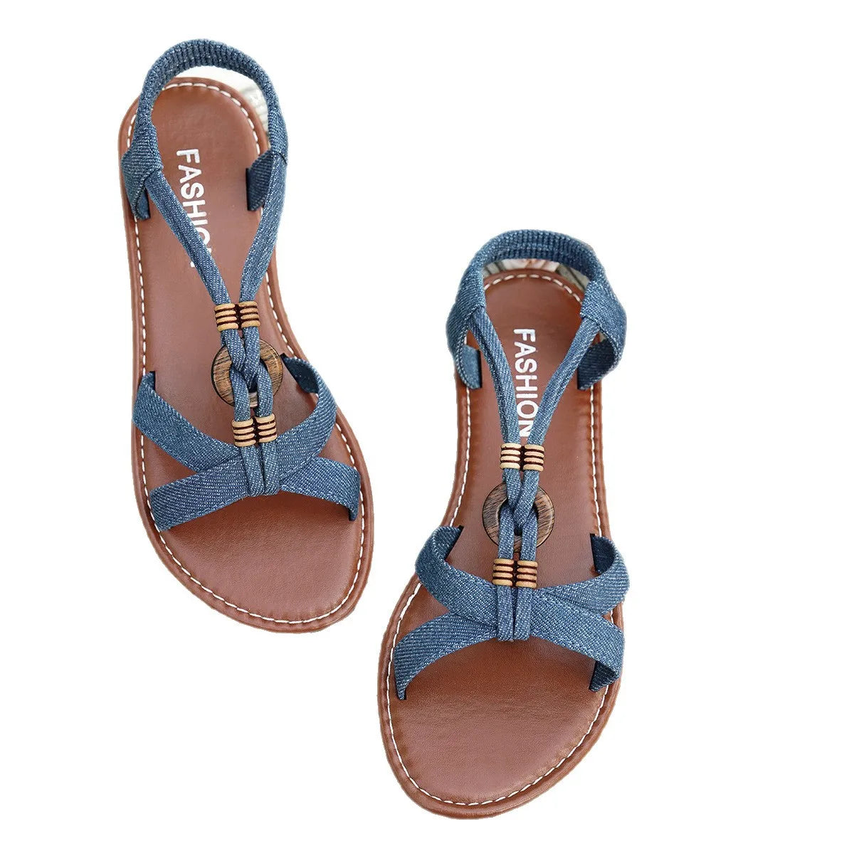 Women's Bohemian Roman Flat Sandals – Soft Sole Slip-On Women's Flat Sandals Axl
