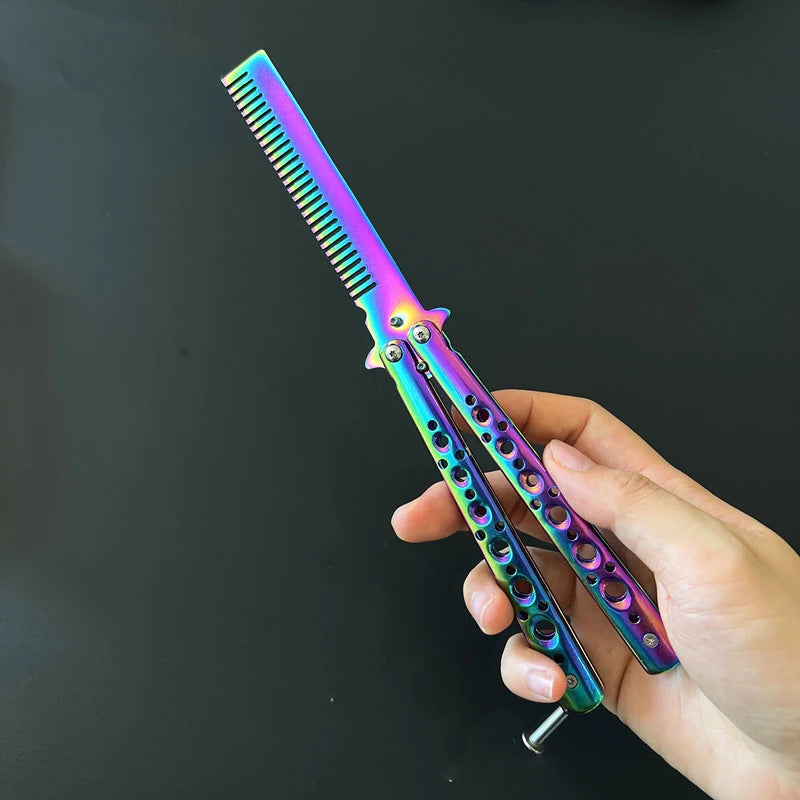 Butterfly Knife Comb – Folding Stainless Steel Beard & Hair Comb Folding Hair Comb Axl