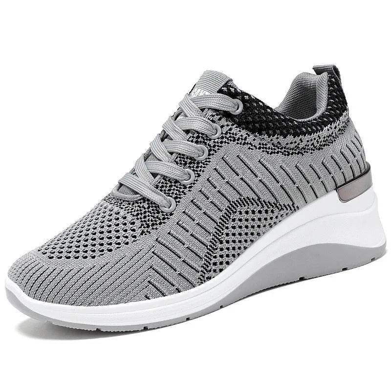 Women's Platform Sneakers Lace-Up Flat Vulcanized Shoes Plus Size Women's Sneakers Axl GRAY 39