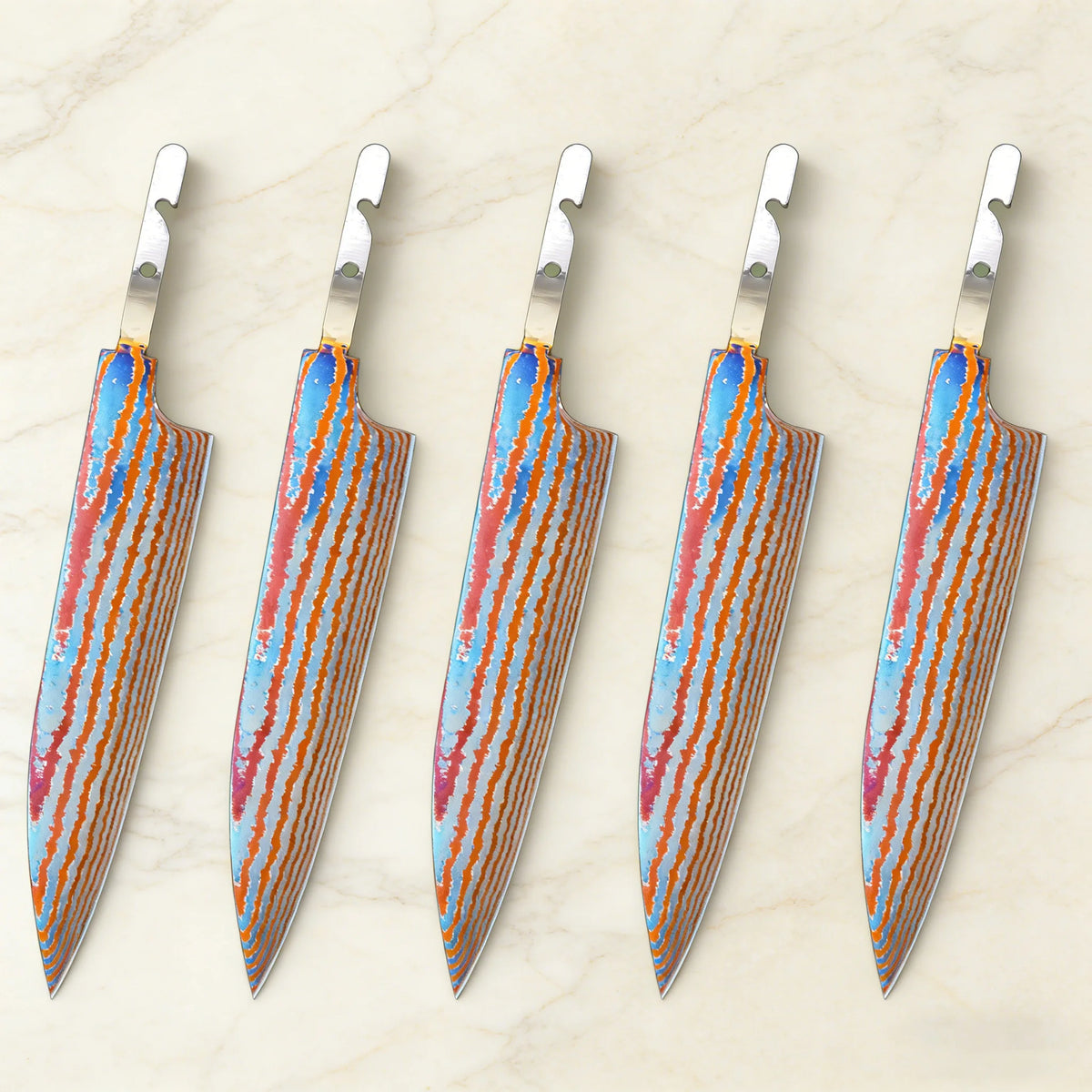 Damascus Titanium Kitchen Knife Blade | DIY Replacement 1–5 Pcs Knife Blade Axl Knife Blade-5PCS