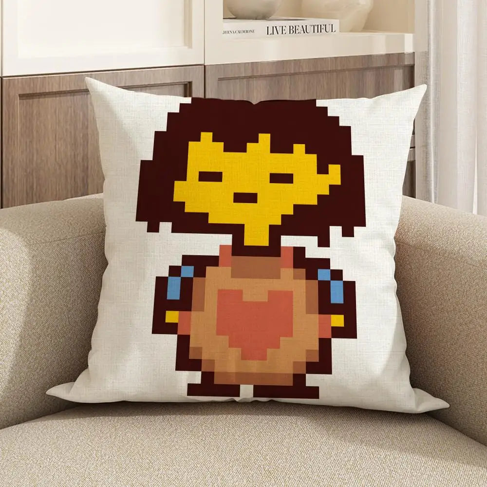 Undertale Linen Cushion Cover | Sofa, Bed & Chair Pillow Case Linen Cushion Cover Axl White5 60X60cm