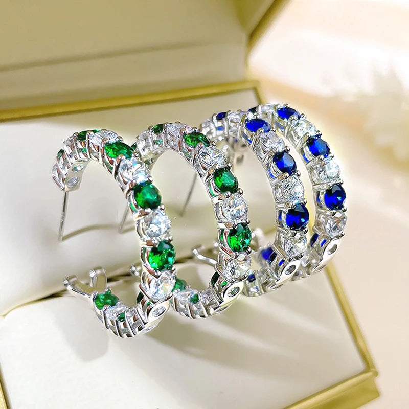 Huitan CZ Big Circle Hoop Earrings – Silver Women's Jewelry Hoop Earrings Axl