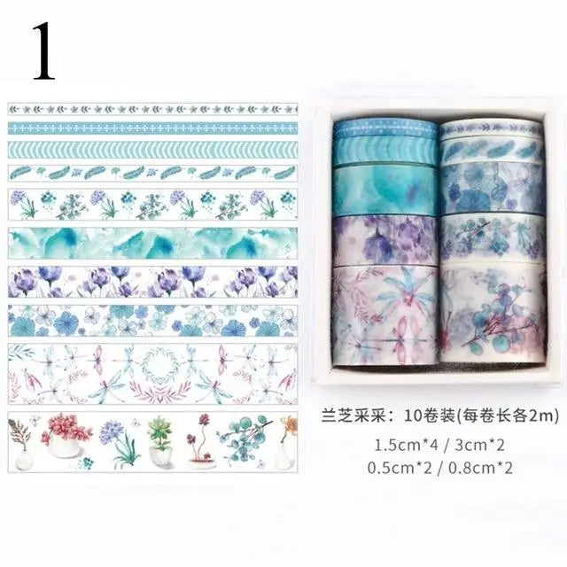 10-Piece Kawaii Washi Tape Set – Sea & Forest DIY Craft Series Decorative Washi Tape Axl