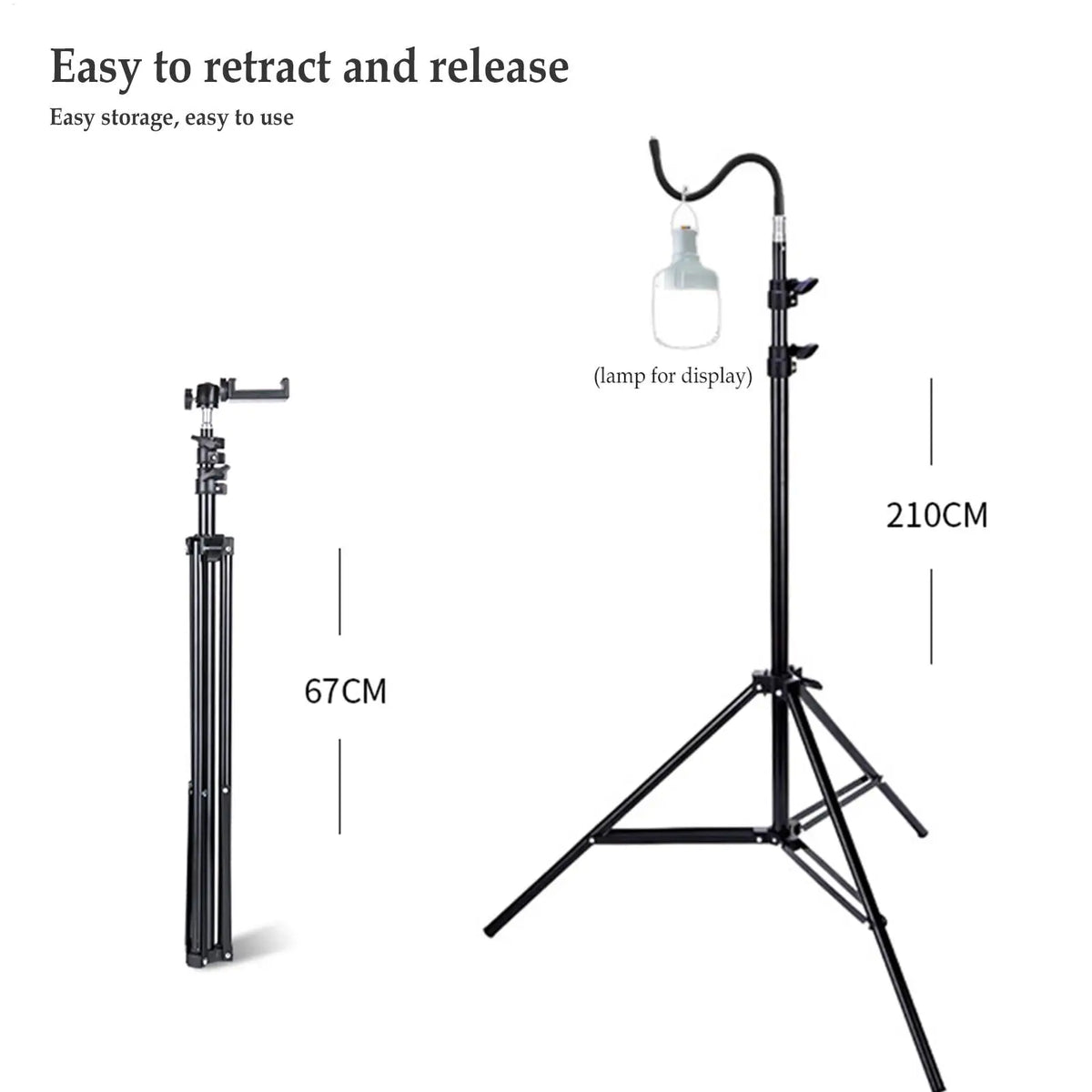 2m Folding Telescoping Tripod Light Stand – Camping & Photo Tripod Light Stand Axl