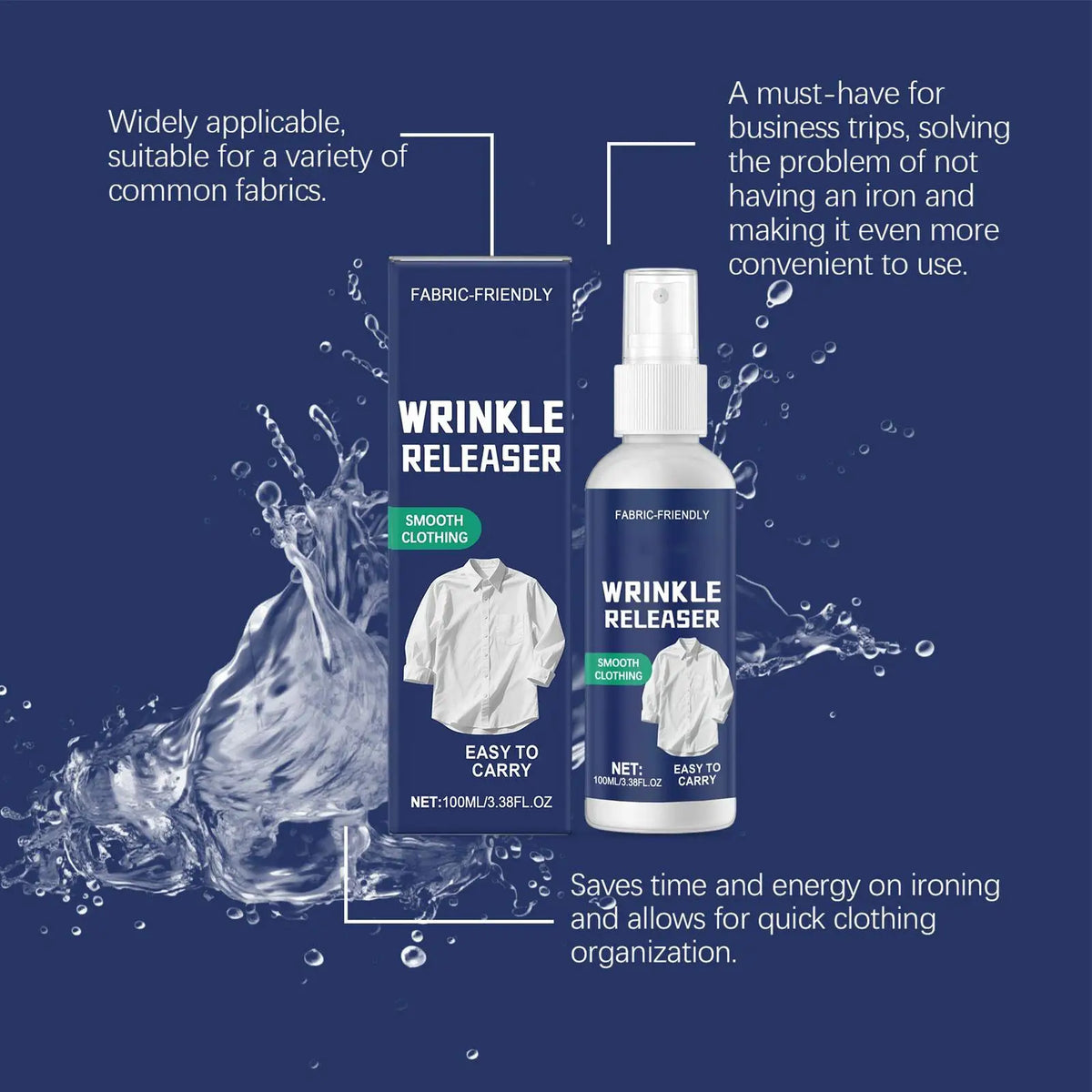 Light Scented Ironing Spray 100ml – Travel Wrinkle & Static Spray Fabric Ironing Spray Axl