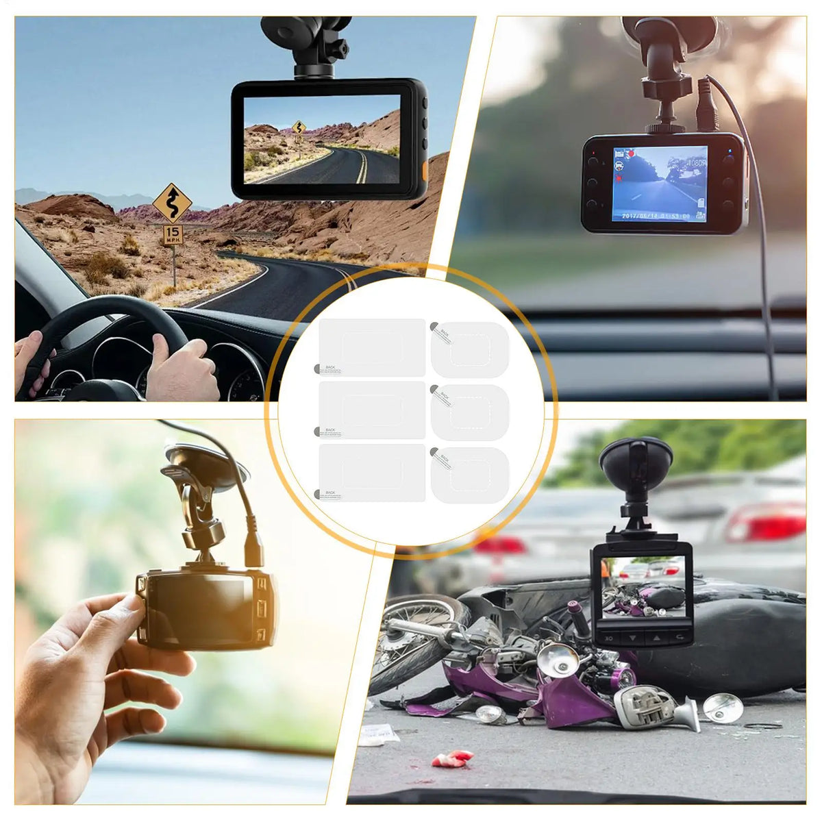 6-Pack Dash Cam Windshield Electrostatic Sticker Film – PET Dash Cam Sticker Film Axl