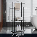 Marble Floor Towel Rack – Modern Double Standing Holder Floor Towel Rack Axl Black-Black Base